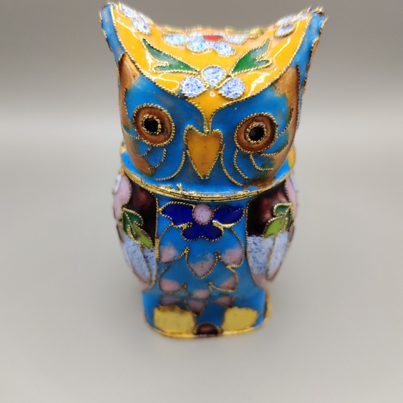 Colorful Owl Figurine - Blue and Gold - Picture 1 of 8